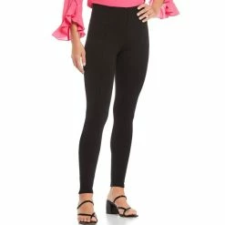 Top 10 ⌛ Calessa Deluxe Front Seam High Waisted Knit Denim Pull-On Leggings Black 🔔