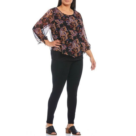 Coupon 🔔 Calessa Plus Size Ponte Knit Pull-On Leggings Black ❤️ - Image 3