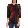 Best deal 😉 Calessa Burnout Tie Dye Knit Jewel Neck 3/4 Sleeve Tunic Red Multi 💯