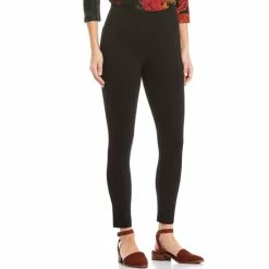 Coupon 😍 Calessa Petite Size Ponte Knit Pull-On Leggings Black 🔔
