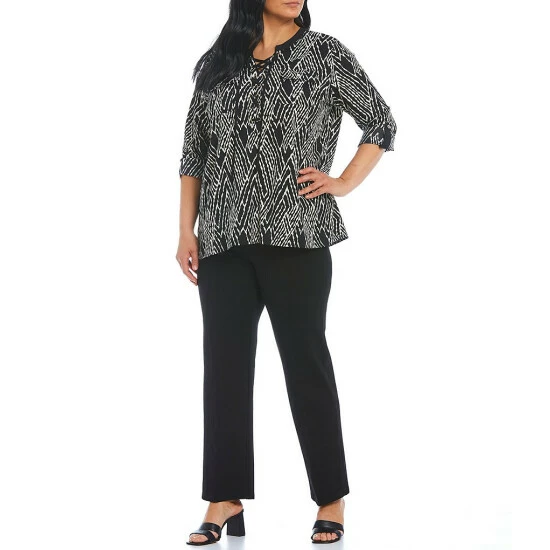 Flash Sale π Calessa Plus Size The Straight Deluxe Contour Pants Black β¨ - Image 3